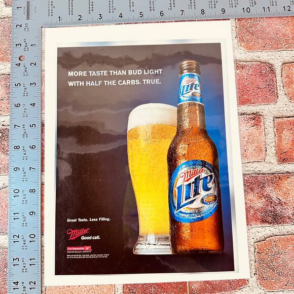 2005 Miller Lite Beer Ad More Taste Half Carbs Pint Bottle Y2K Print Ephemera - Picture 5 of 8